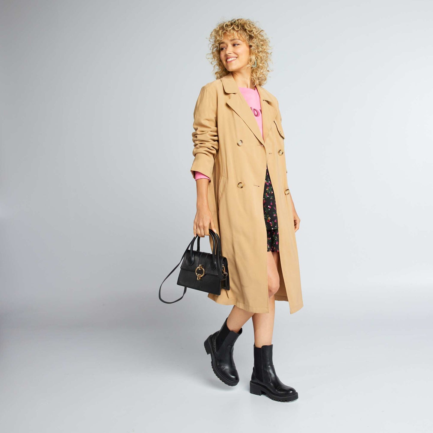 Flowing trench coat BEIGE