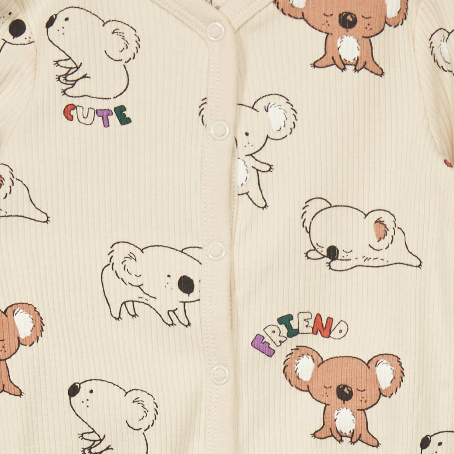 Ribbed printed sleepsuit BEIGE