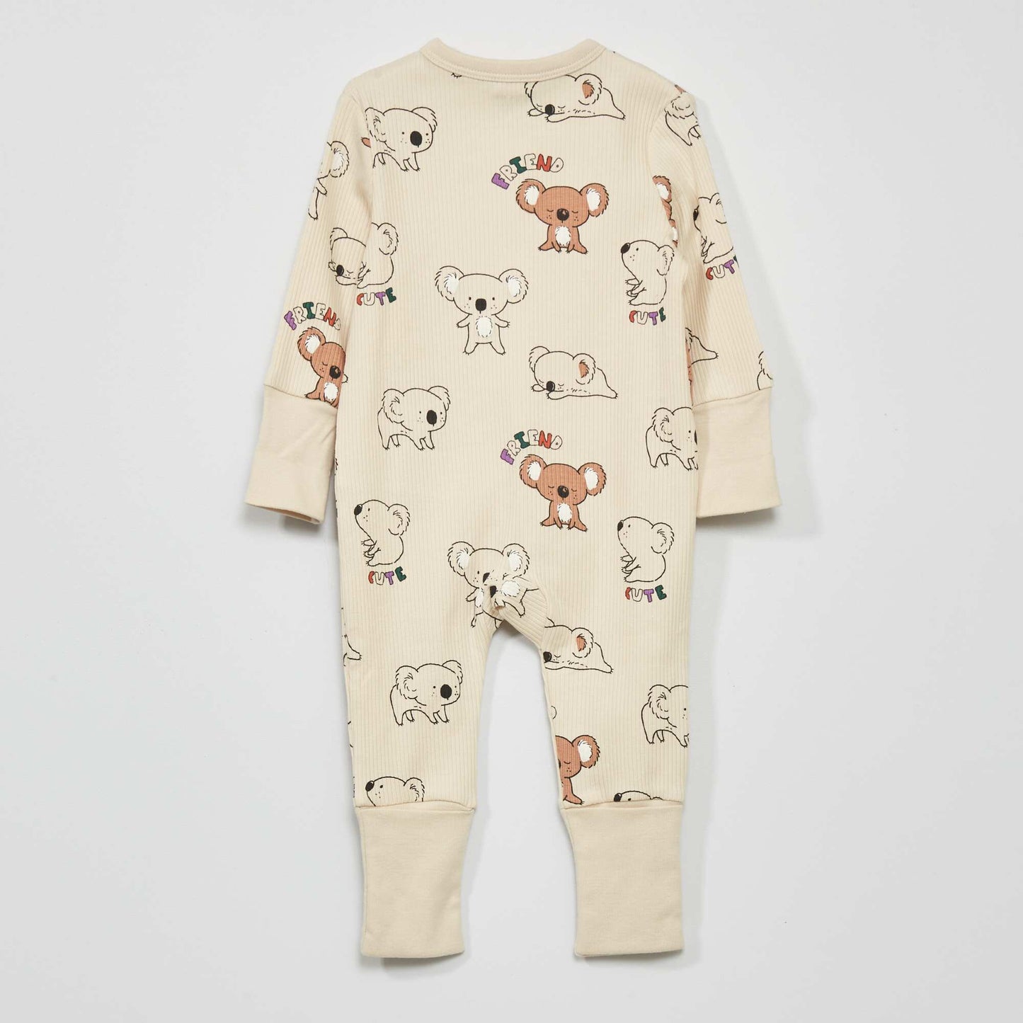 Ribbed printed sleepsuit BEIGE