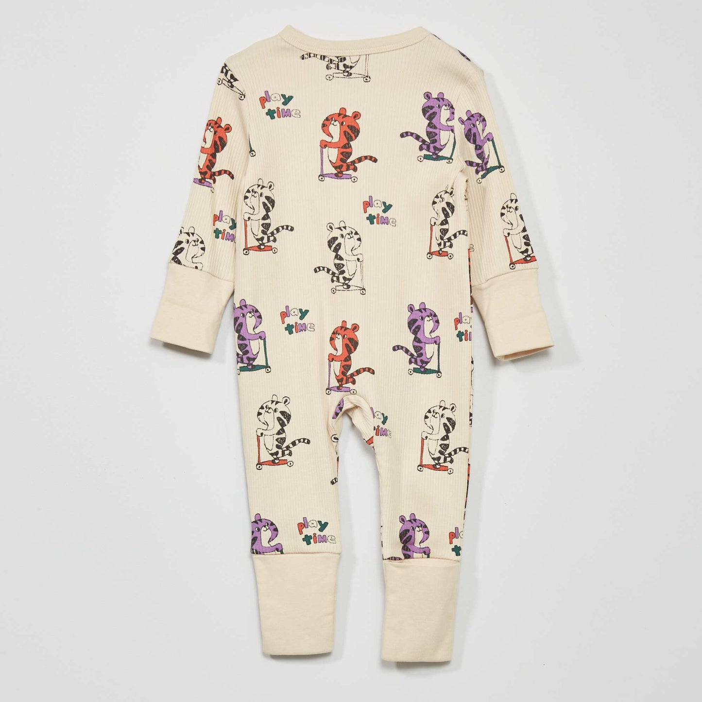 Ribbed printed sleepsuit BEIGE