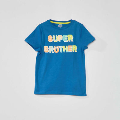 تي شيرت مطبوع باللون الأزرق