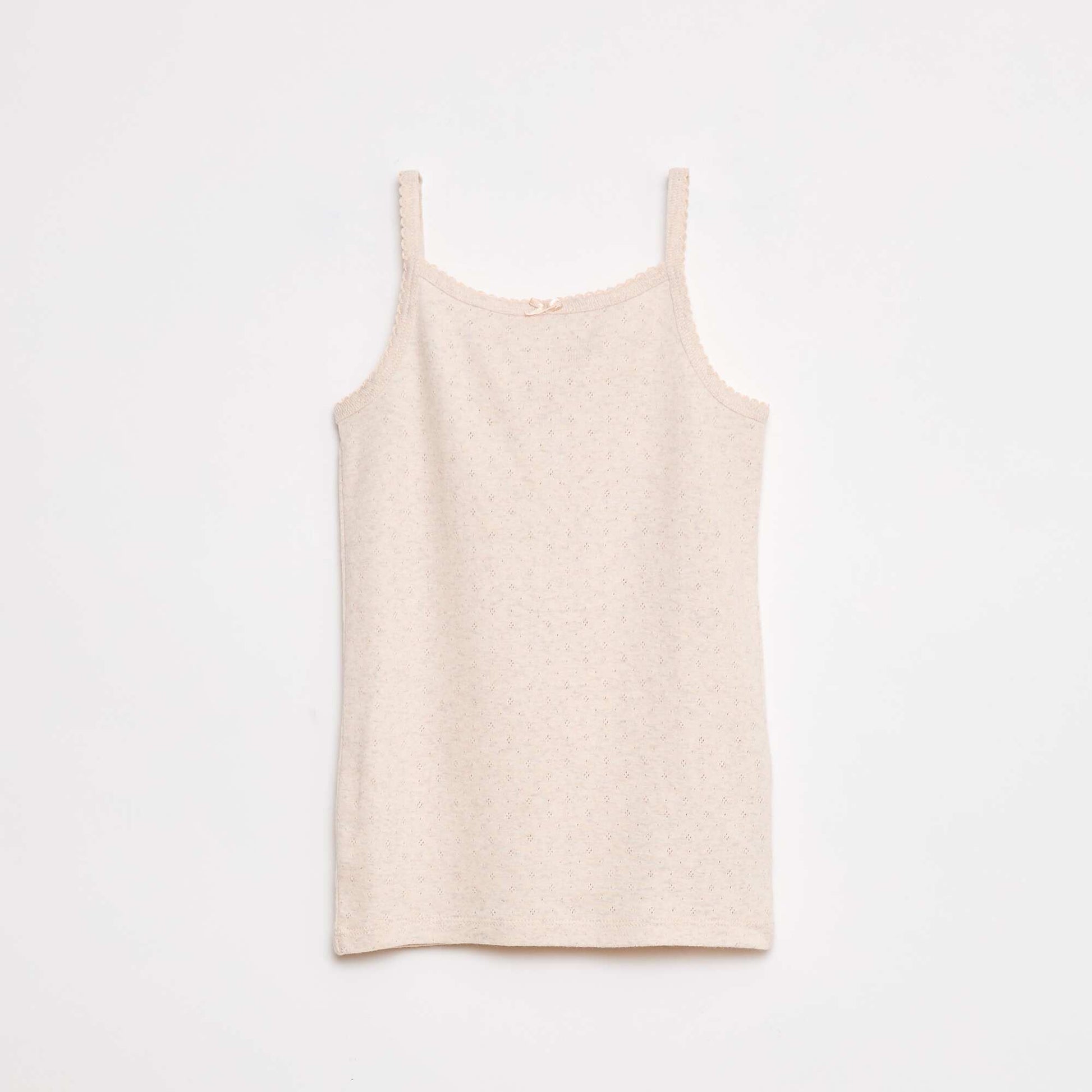 Pack of 3 pointelle knit vest tops WHITE