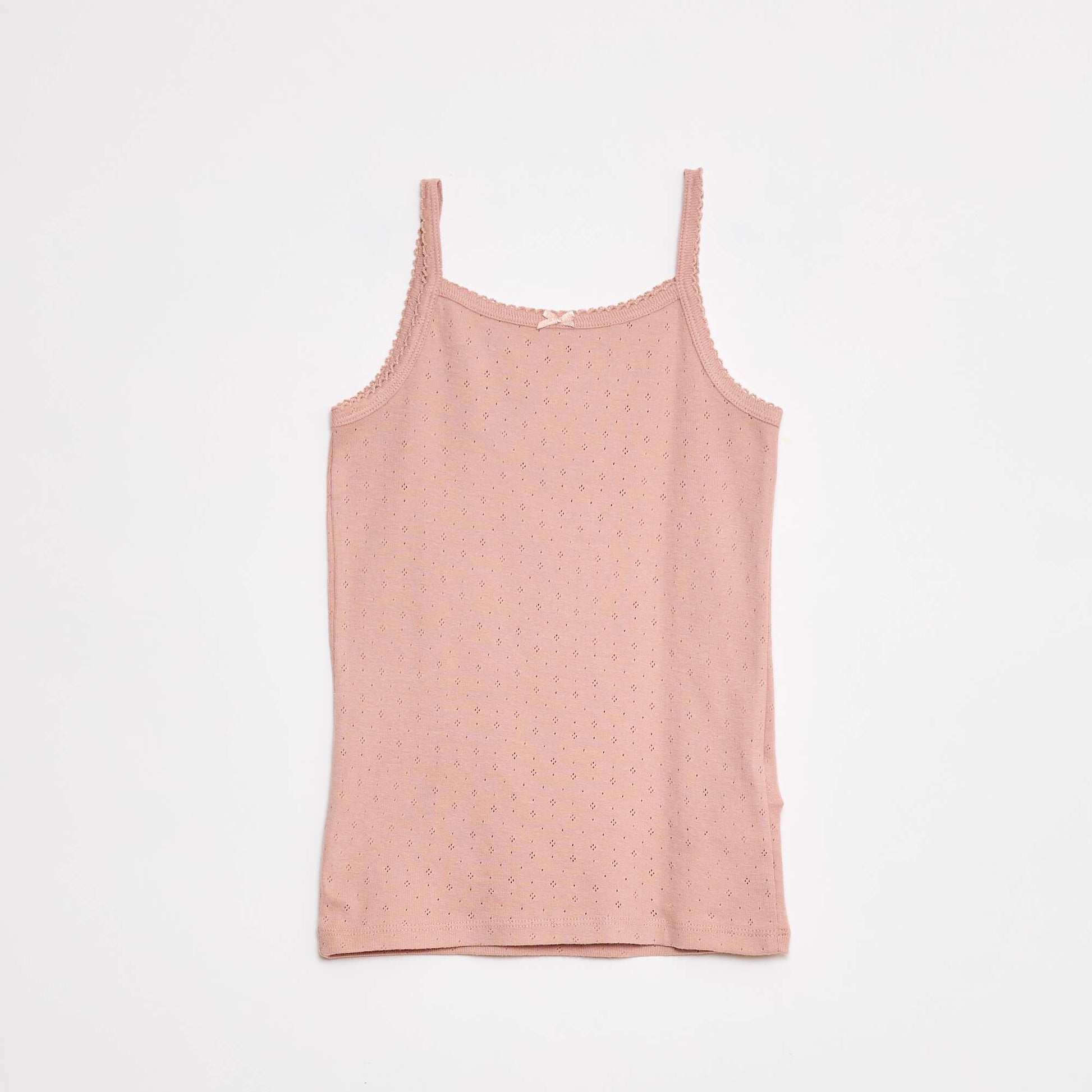 Pack of 3 pointelle knit vest tops WHITE