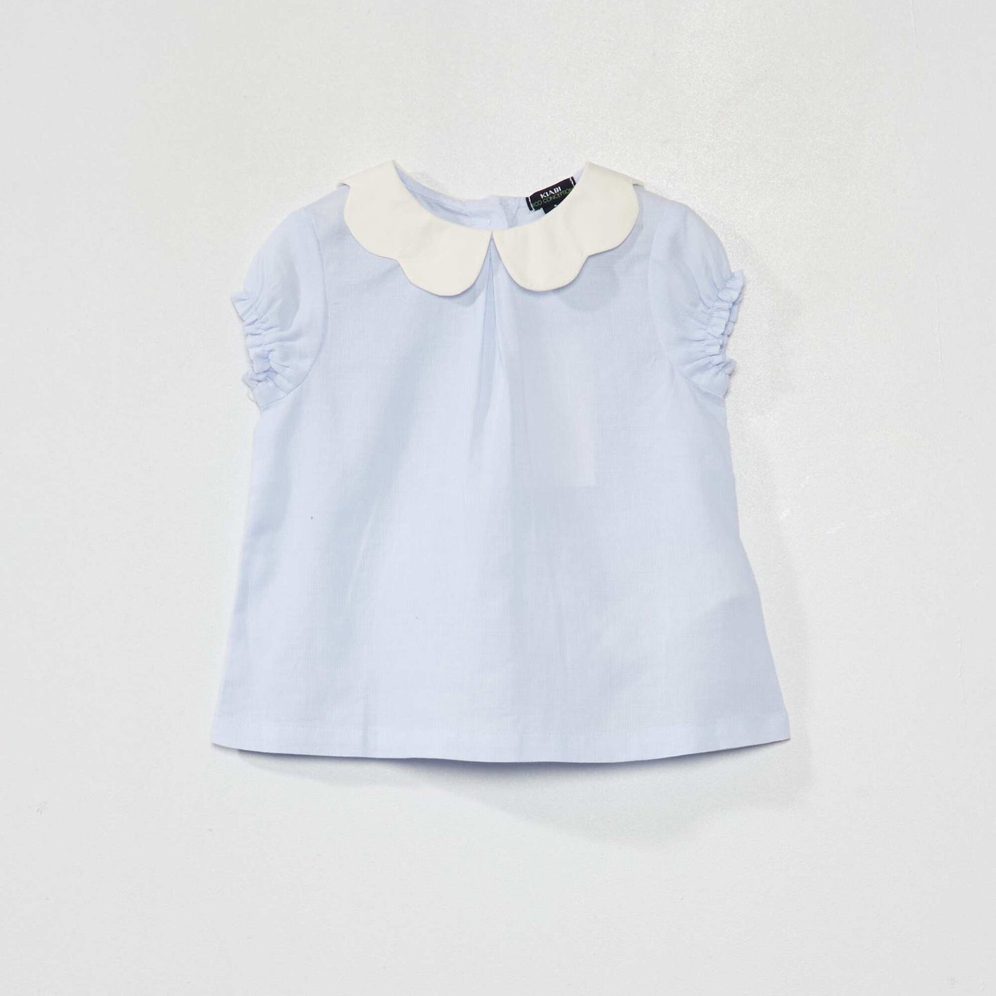 Short-sleeved poplin blouse BLUE