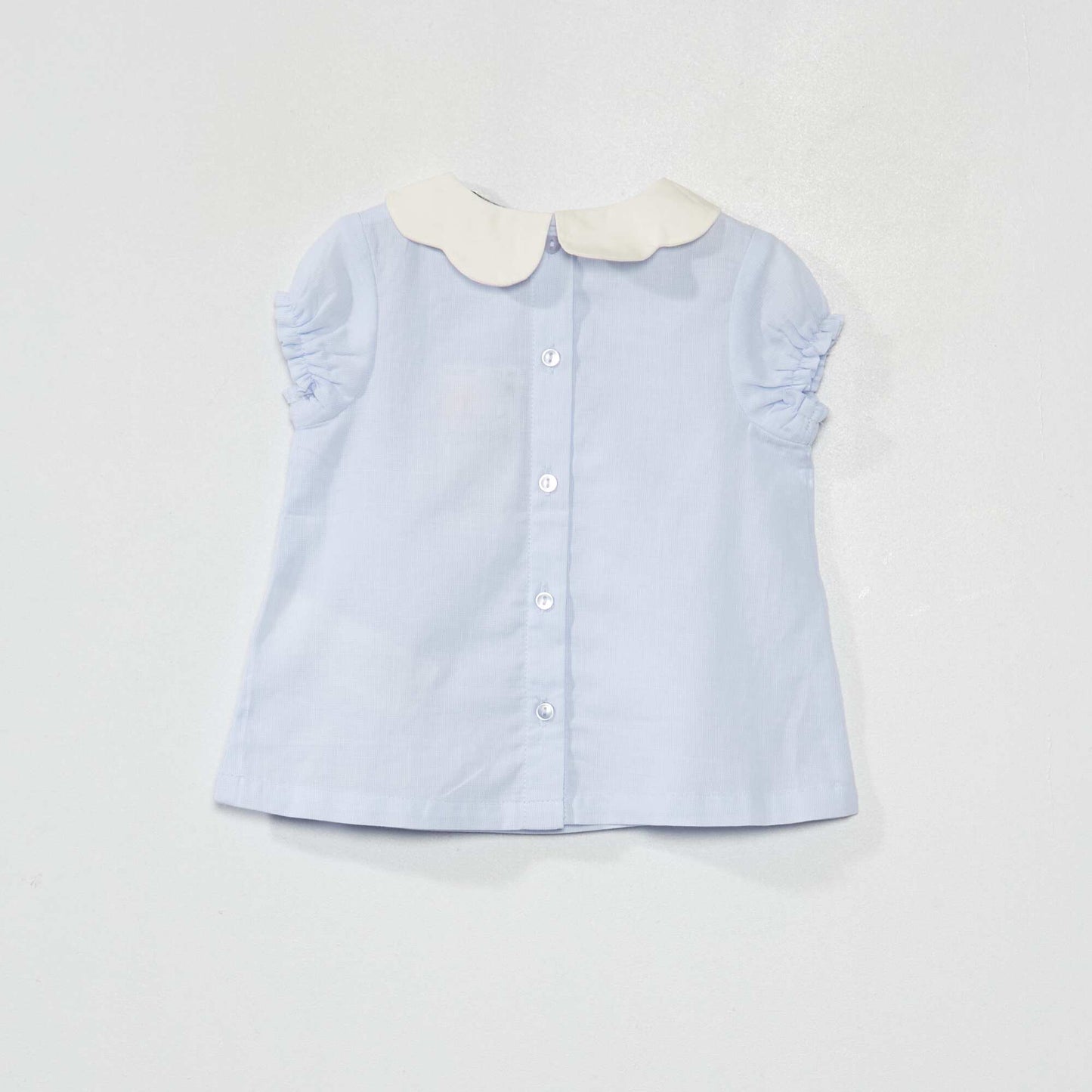 Short-sleeved poplin blouse BLUE