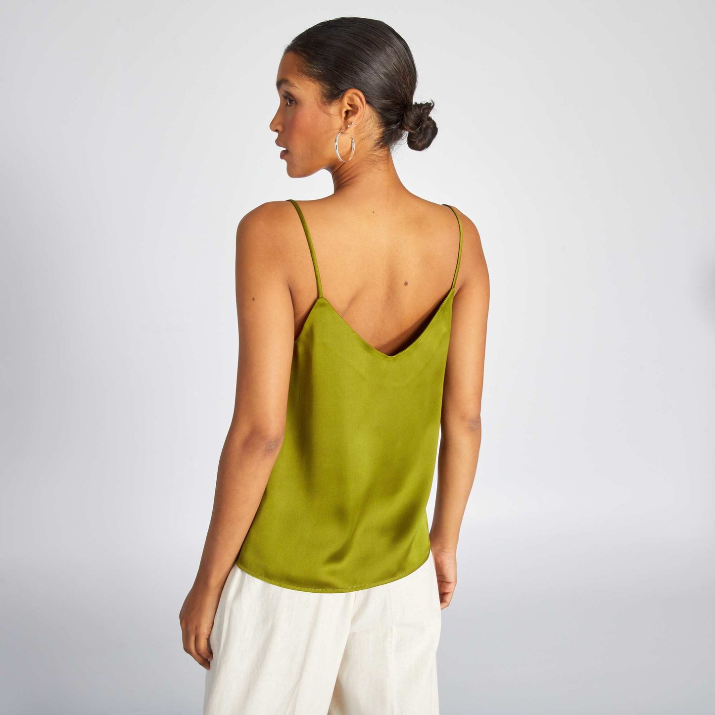 Strappy satin-effect top GREEN