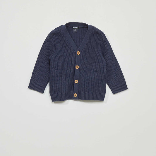 Fisherman's rib knit cardigan blue