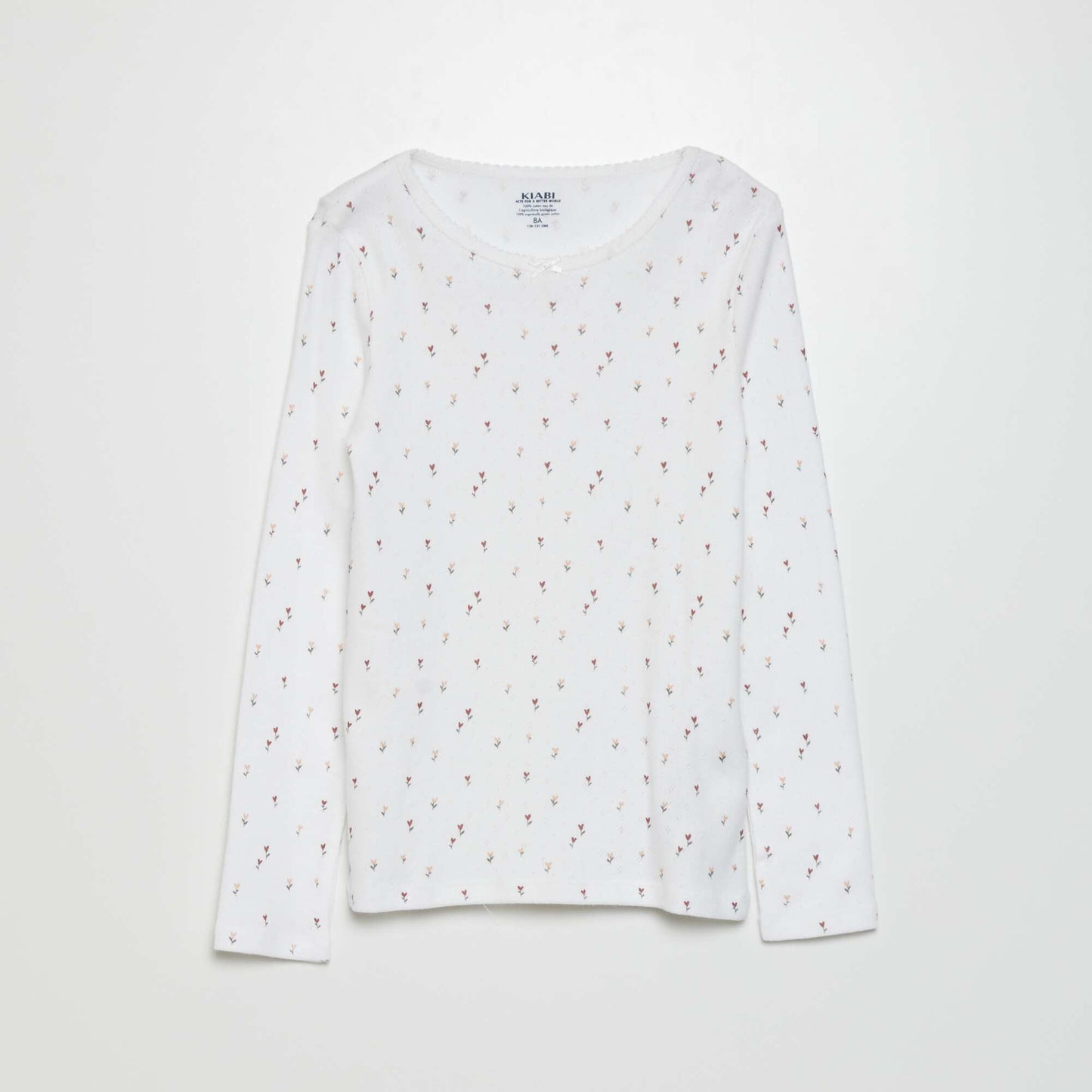 Pointelle knit T-shirt WHITE