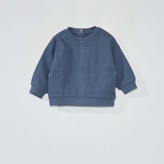 Waffle-knit sweatshirt BLUE