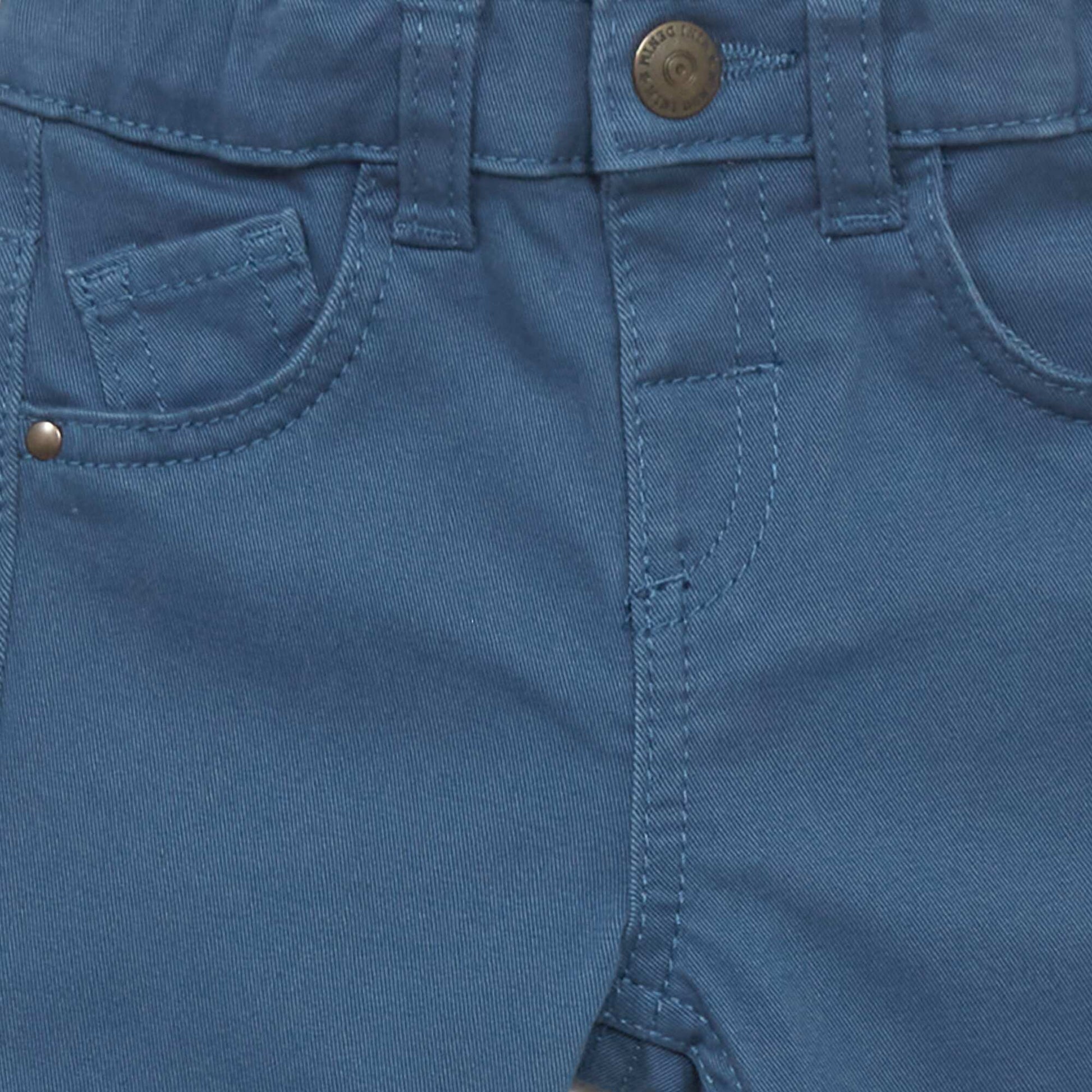 Slim-fit twill trousers with adjustable waist blue