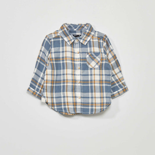 Twill checked shirt BLUE