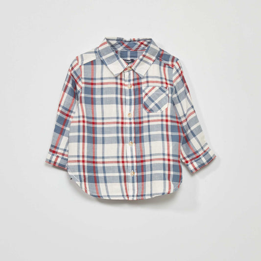 Twill checked shirt WHITE