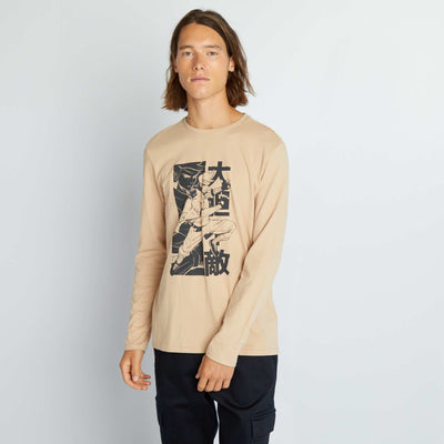 Round-neck T-shirt with long sleeves BLUE