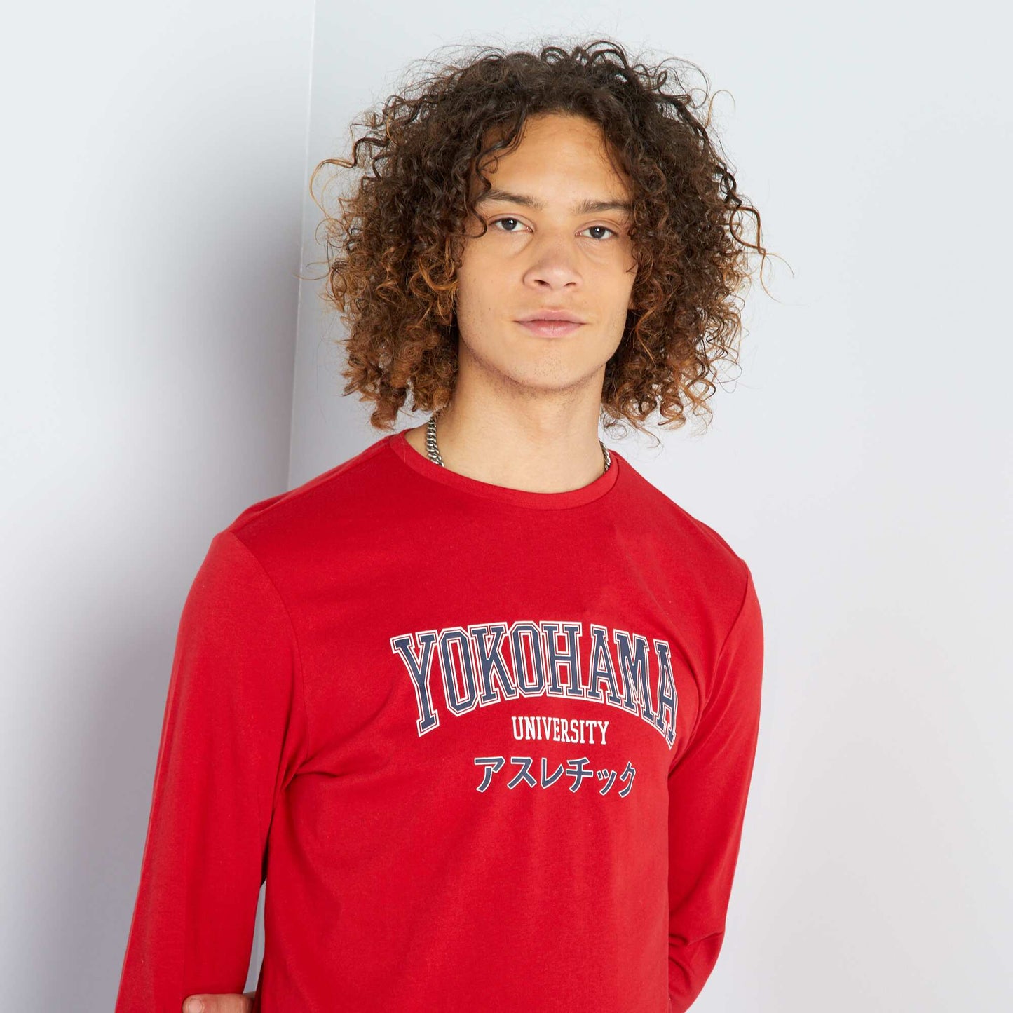 Round-neck T-shirt with long sleeves RED