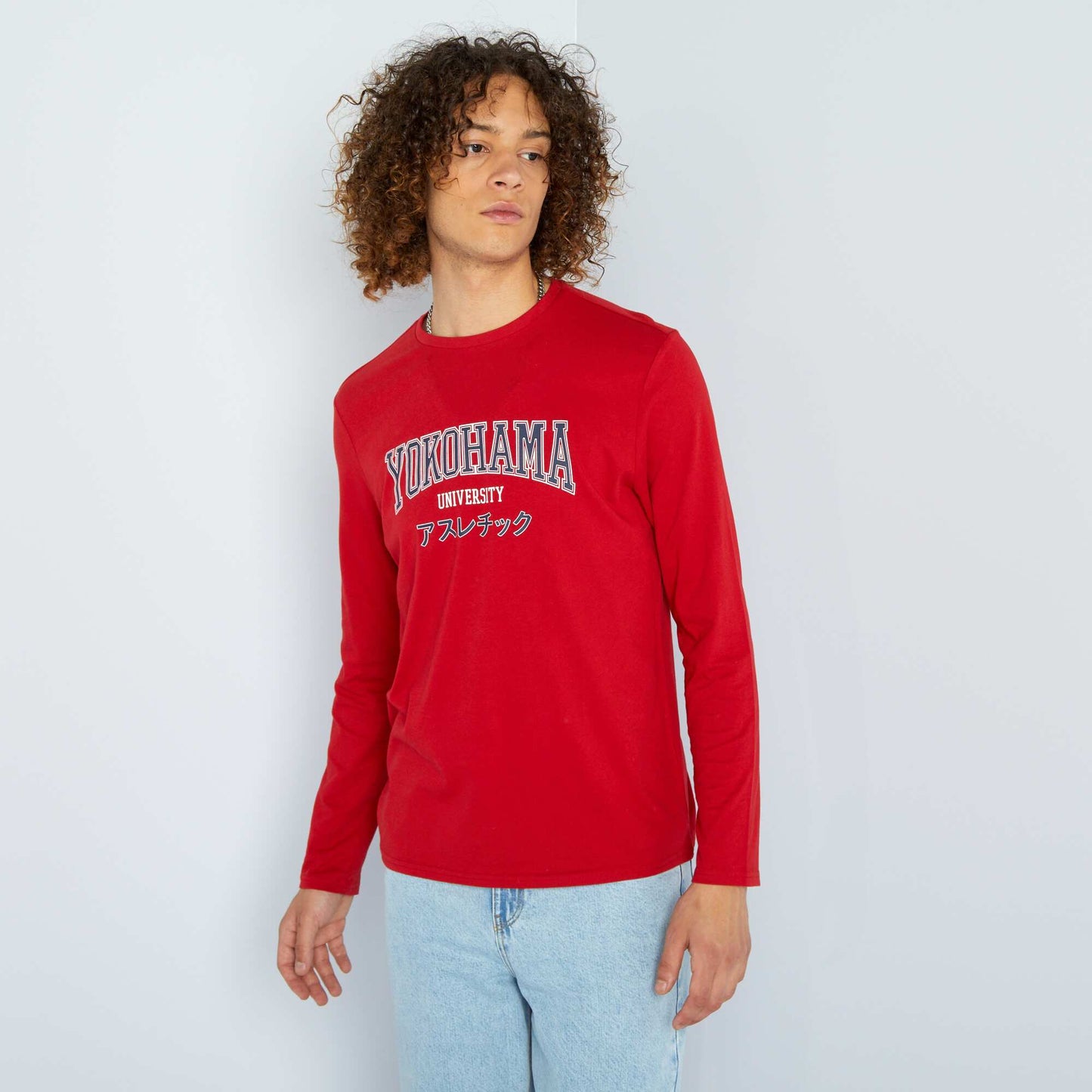 Round-neck T-shirt with long sleeves RED