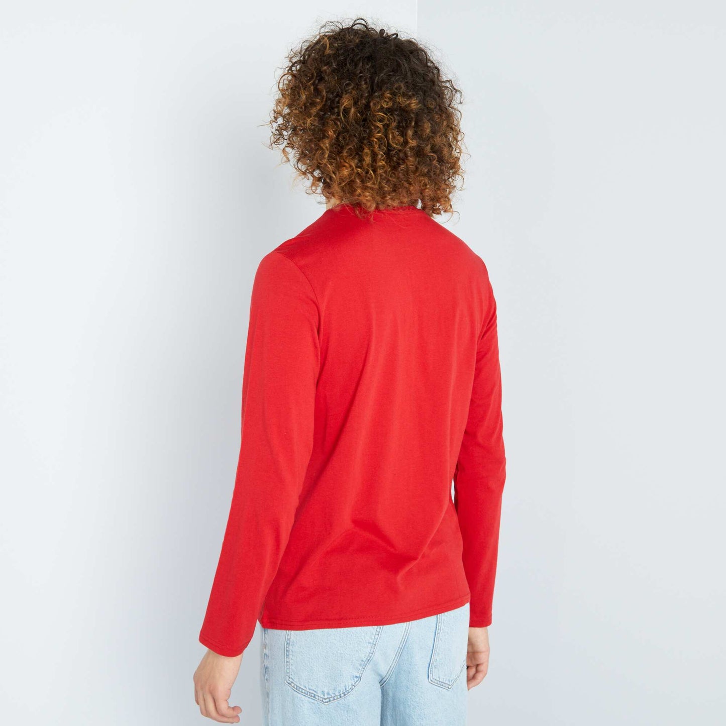 Round-neck T-shirt with long sleeves RED