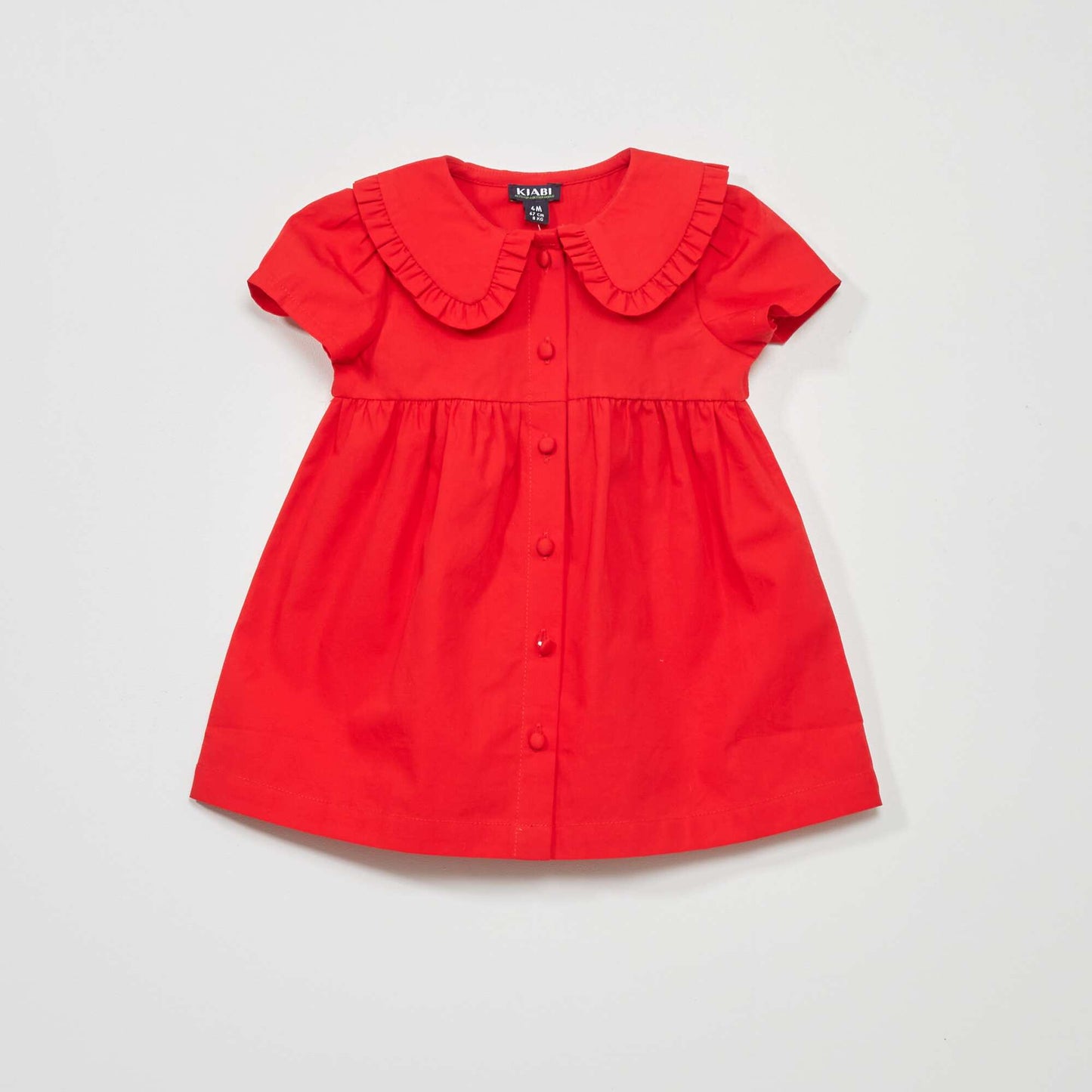 Poplin dress with Peter Pan collar bright red