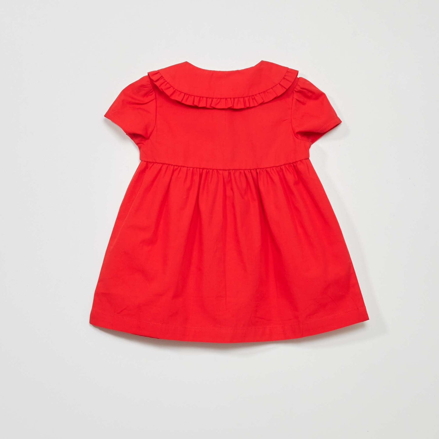 Poplin dress with Peter Pan collar bright red