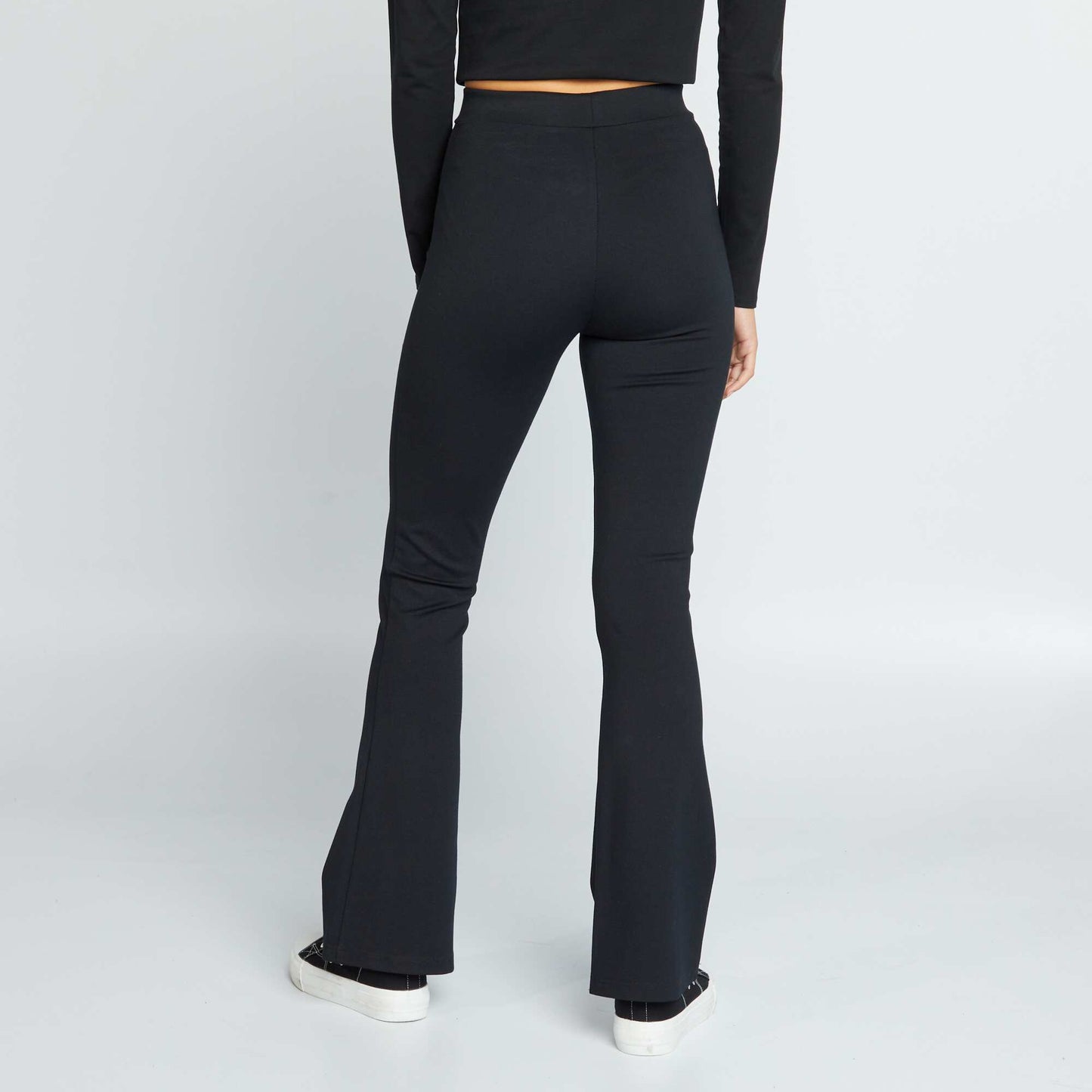 Flared bootcut trousers with slit hems Black