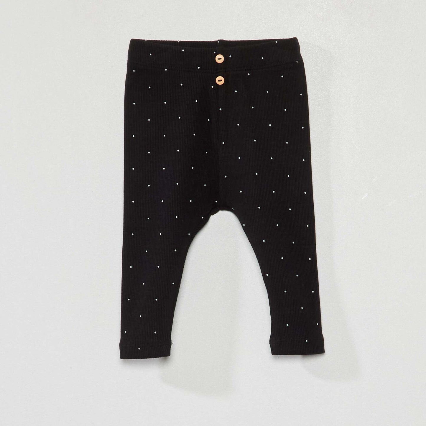 Ribbed knit leggings black dots