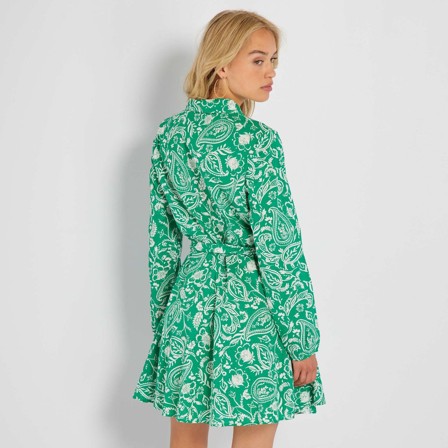 Short printed shirt dress GREEN