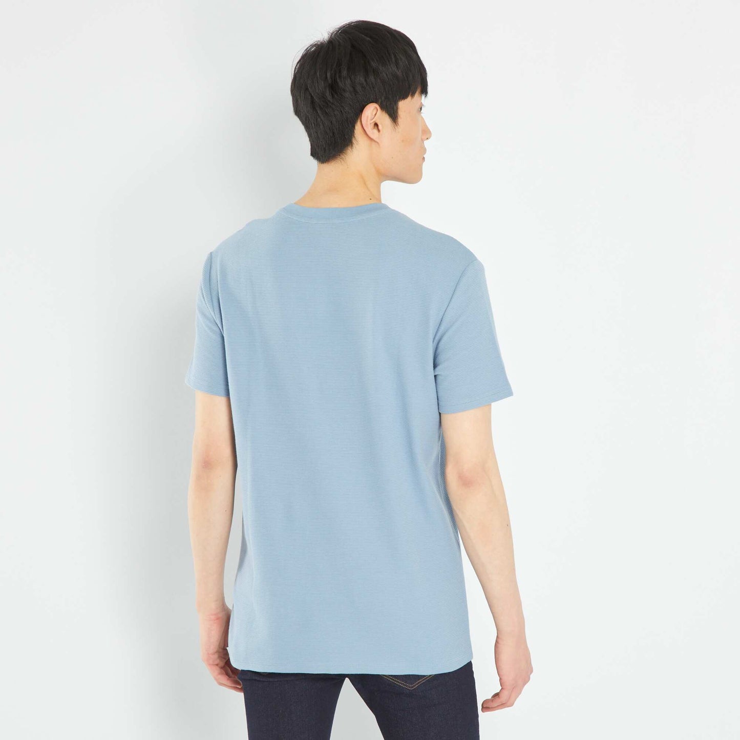 Striped jacquard T-shirt denim blue