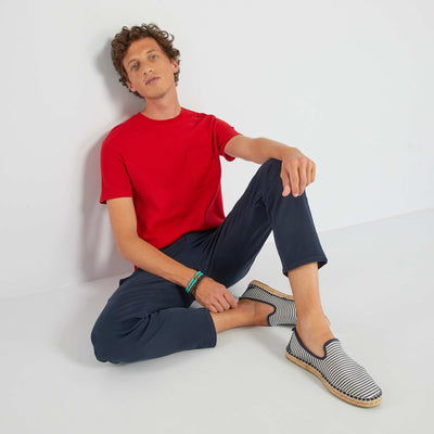 Striped jacquard T-shirt RED