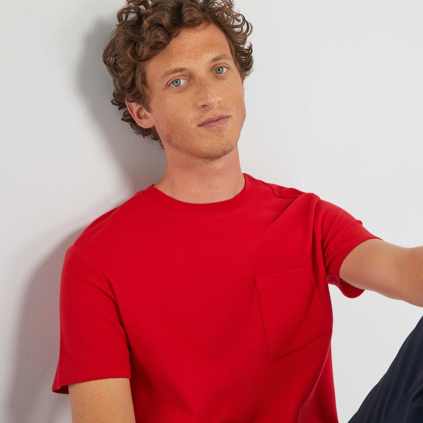 Striped jacquard T-shirt RED