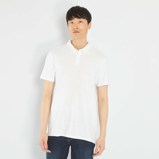 Plain jacquard polo shirt White