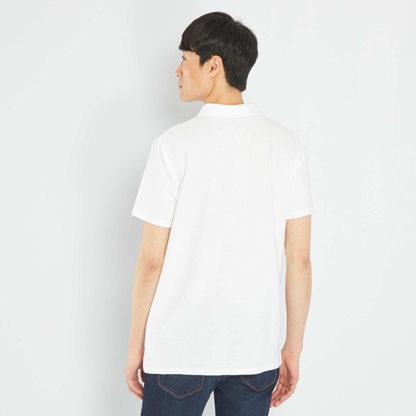 Plain jacquard polo shirt White