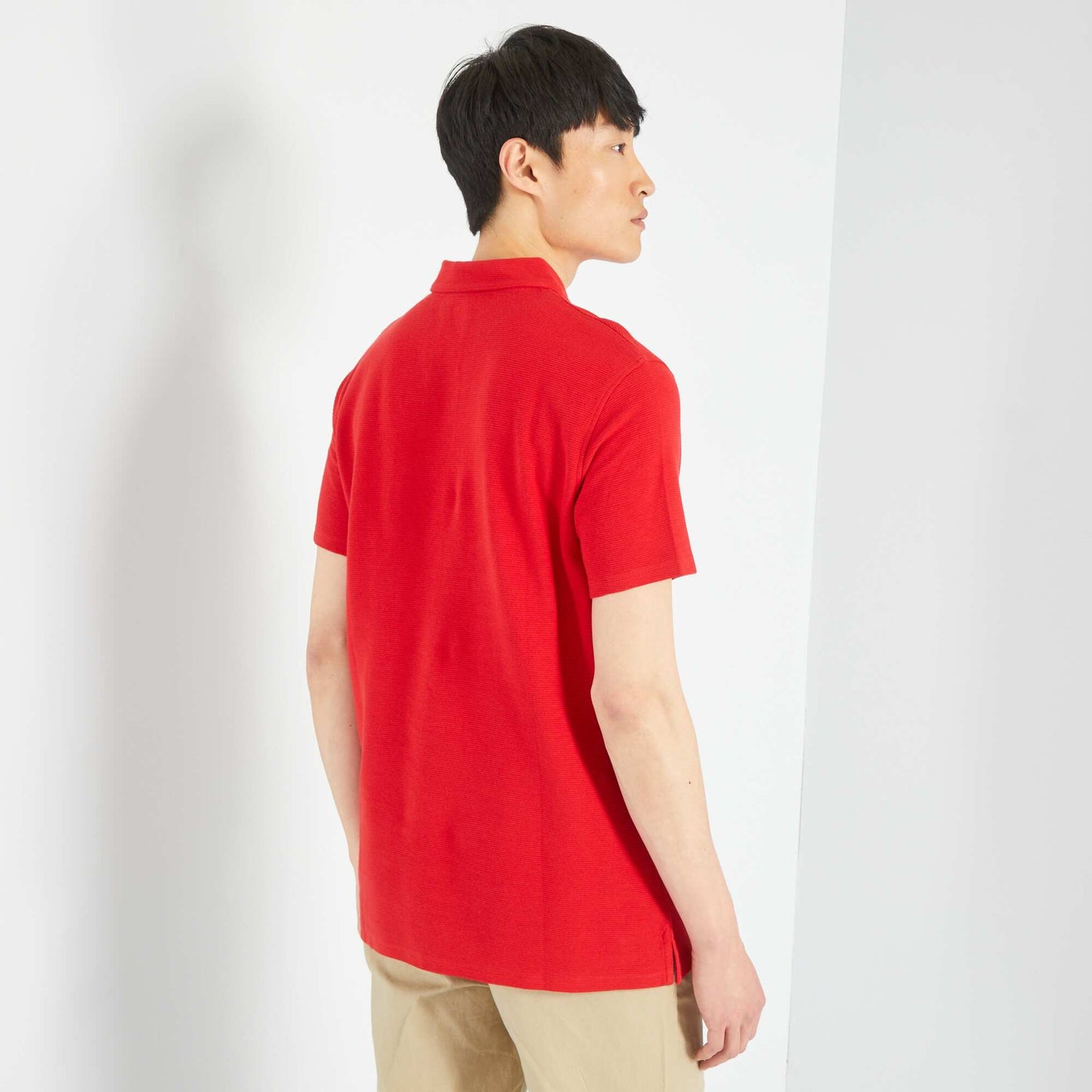 Plain jacquard polo shirt RED