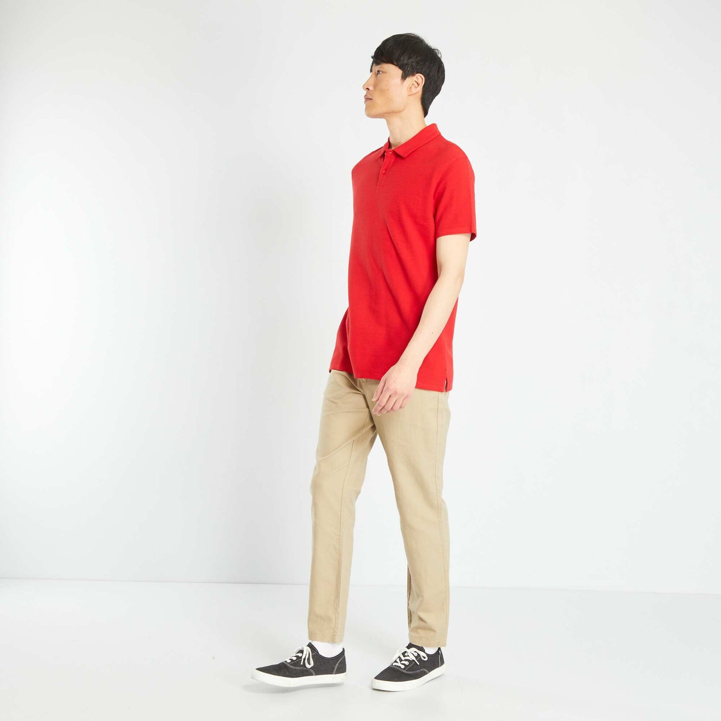 Plain jacquard polo shirt RED