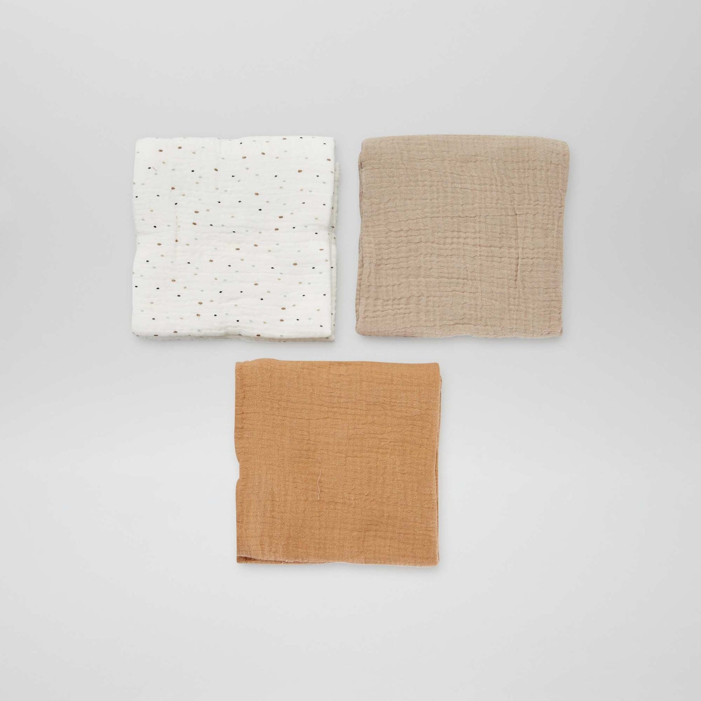 Pack of 3 cotton gauze squares WHITE