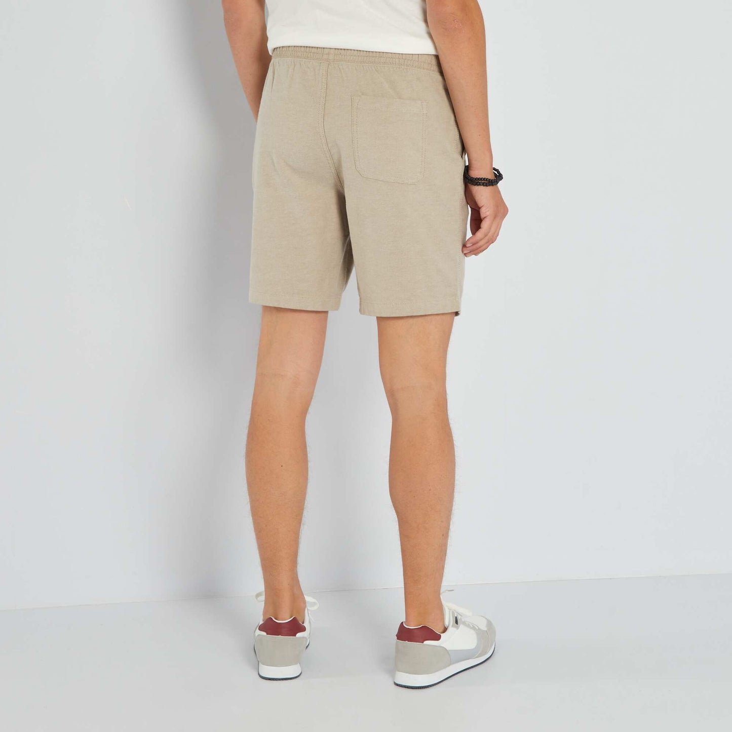 Plain Bermuda shorts with elasticated waist BEIGE SW