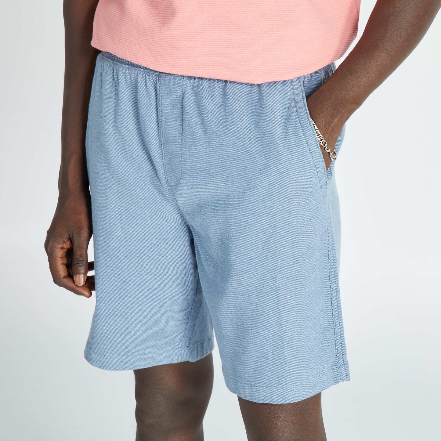 Plain Bermuda shorts with elasticated waist BERIN BLUE