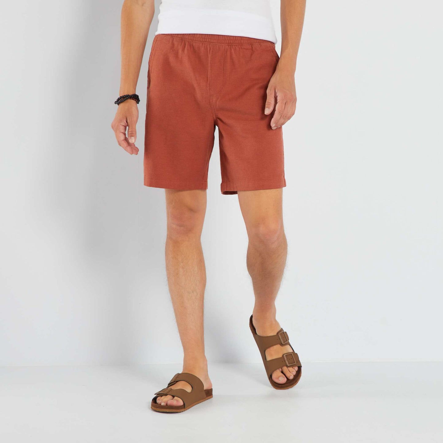 Plain Bermuda shorts with elasticated waist BROWN MACAW