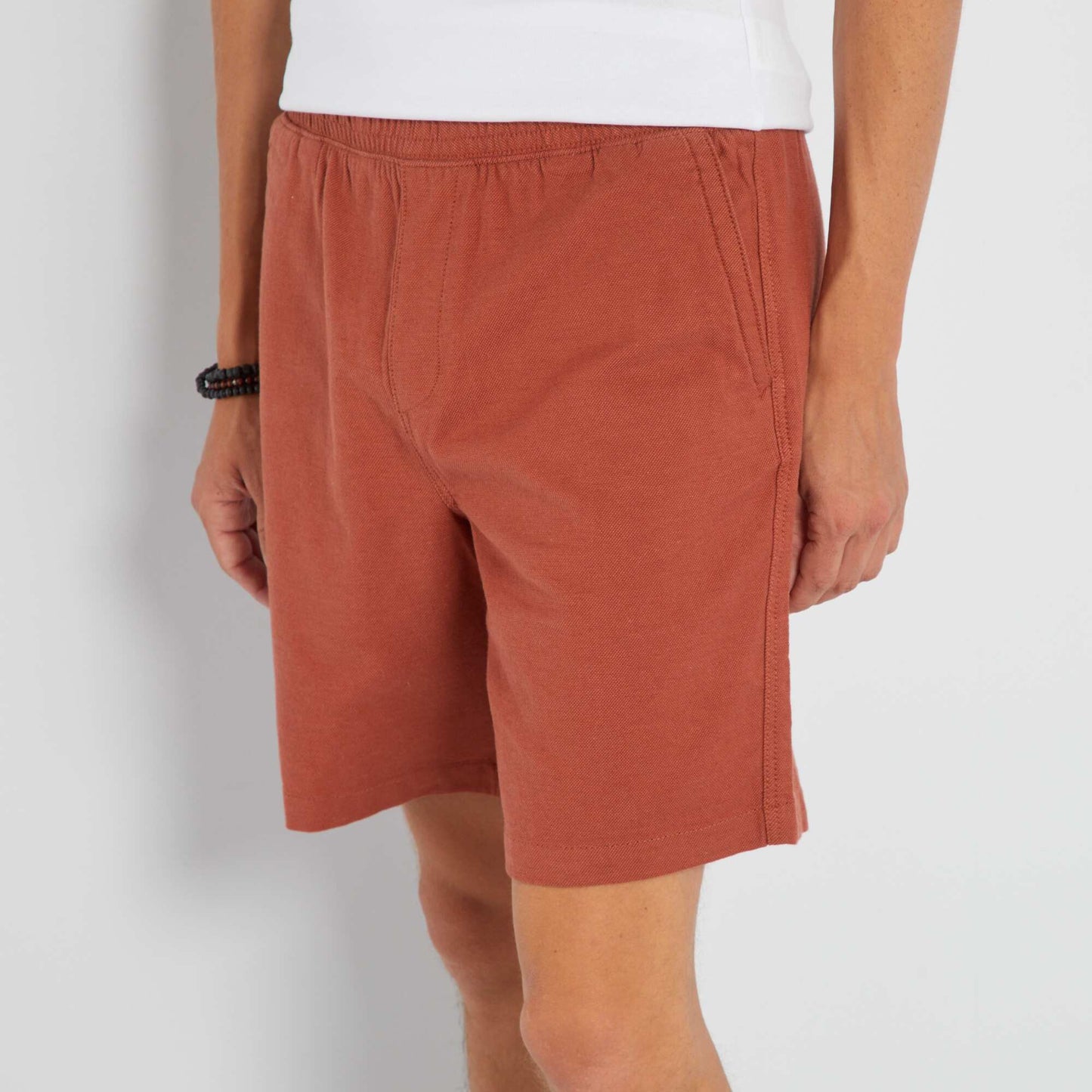 Plain Bermuda shorts with elasticated waist BROWN MACAW