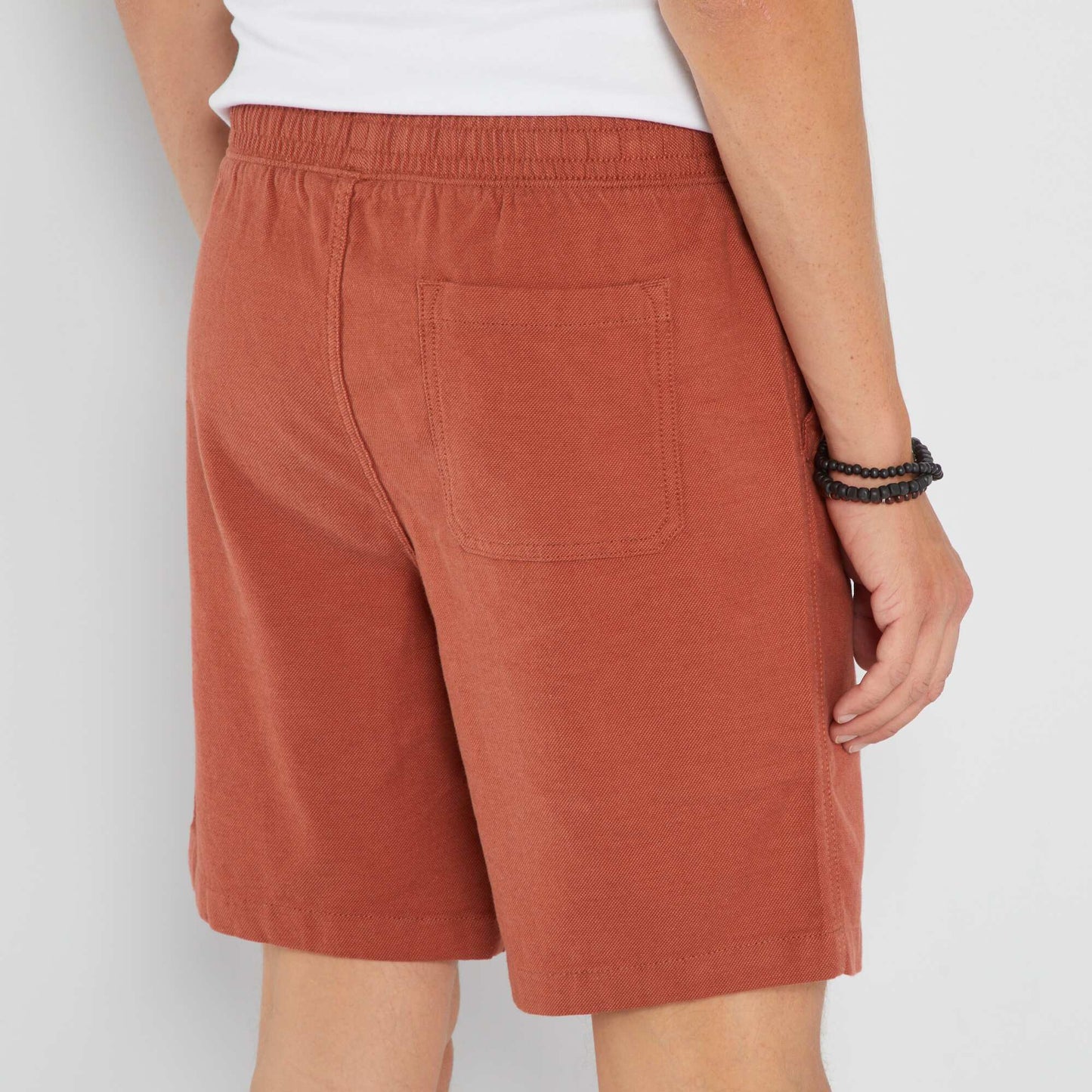 Plain Bermuda shorts with elasticated waist BROWN MACAW