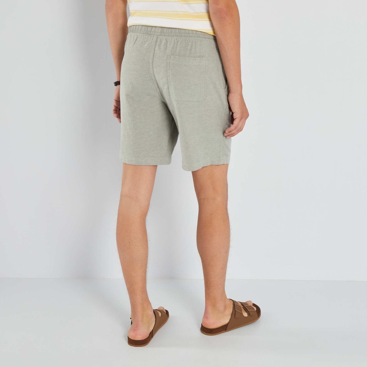 Plain Bermuda shorts with elasticated waist GREEN SHADE