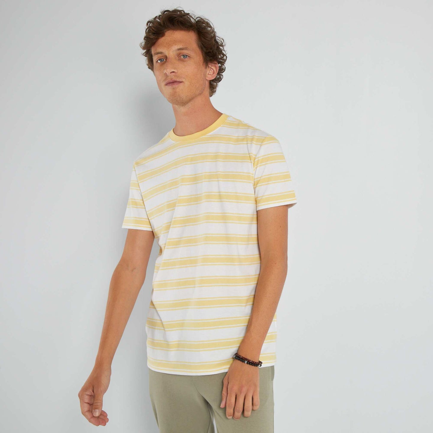 Striped jersey T-shirt gold yellow