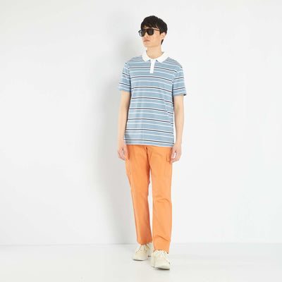 بيكيه قميص بولو متماسكة الدنيم الأزرق