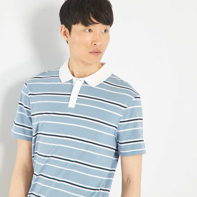 بيكيه قميص بولو متماسكة الدنيم الأزرق