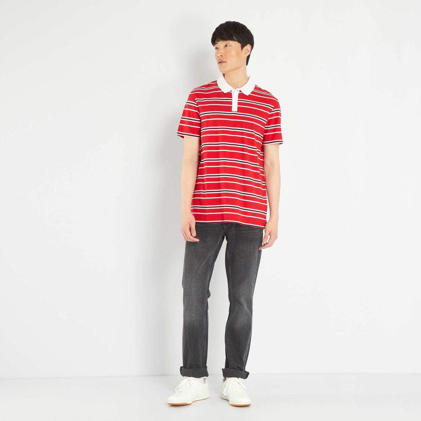 Piqué knit polo shirt RED