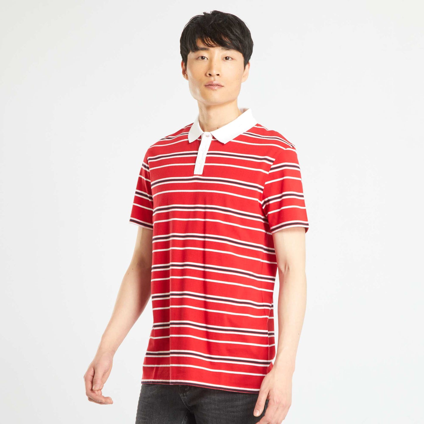 Piqué knit polo shirt RED