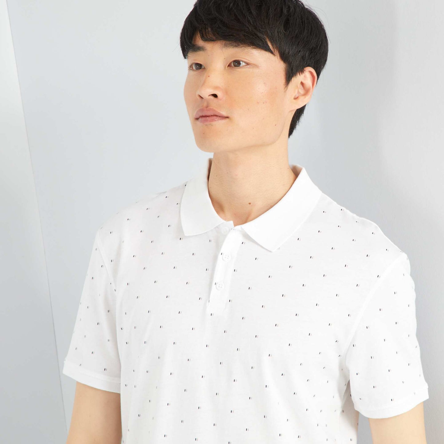 Short-sleeved printed polo shirt WHITE