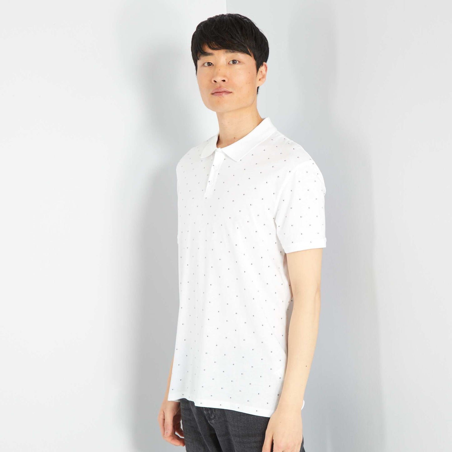 Short-sleeved printed polo shirt WHITE