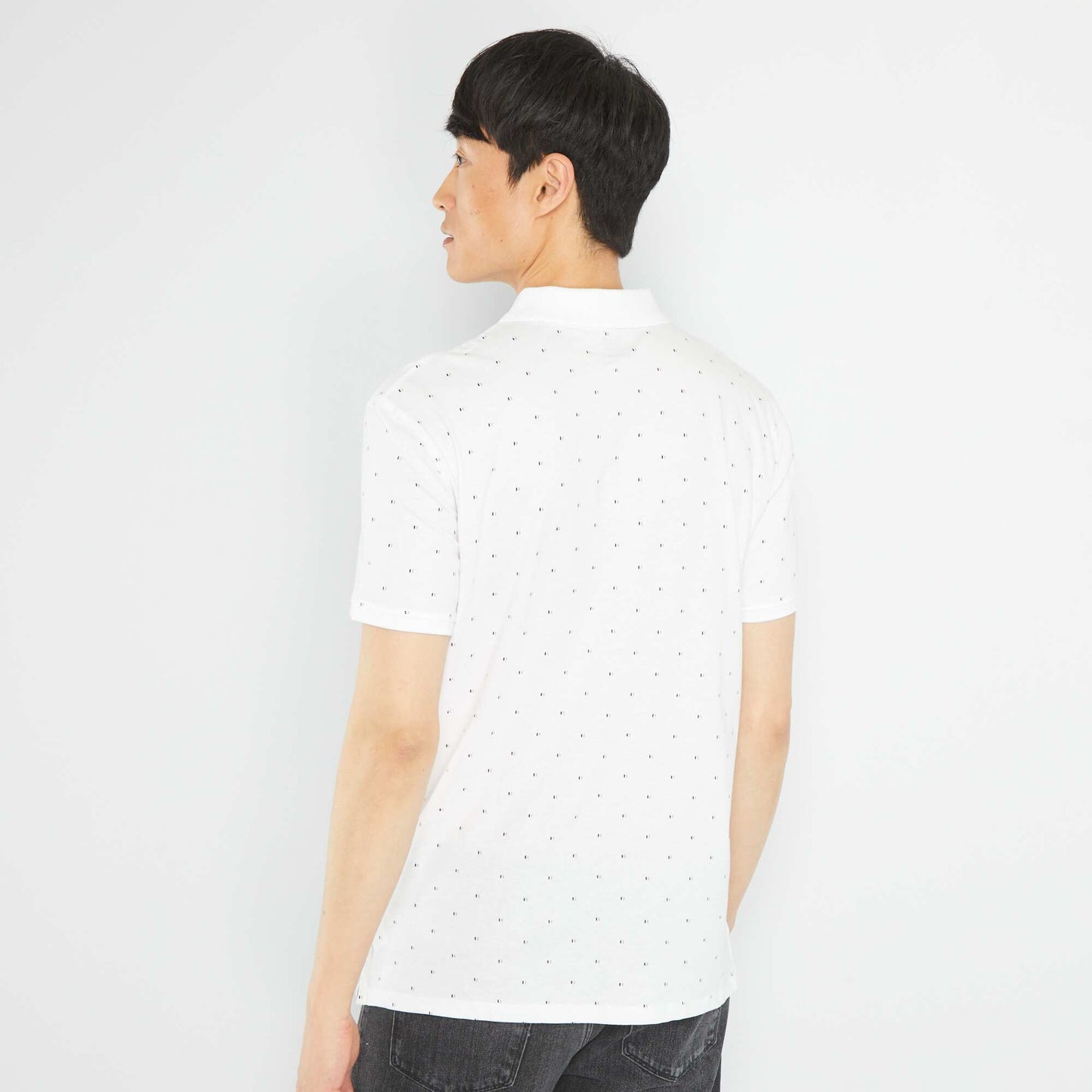 Short-sleeved printed polo shirt WHITE