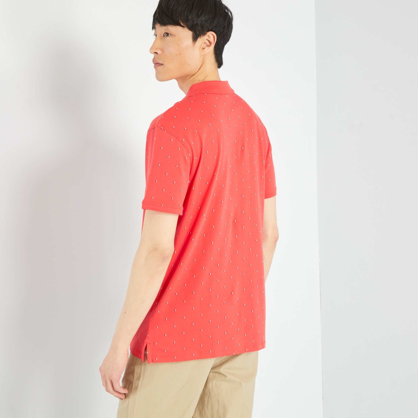 Short-sleeved printed polo shirt RED