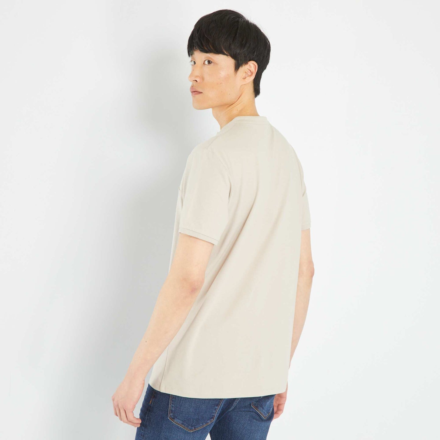 Short-sleeved polo shirt beige