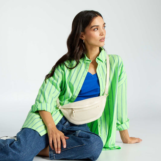 Oversized poplin shirt Green striped